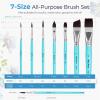 image:imageNicpro 7pcs Face Paint Brush Set Aesthetic Pastel Artist Paintbrushes for Body Face Painting Acrylic Watercolor Oil Gouache Professional Paint Brushes for Halloween Cosplay Party Makeup KitBlue