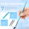 image:imageNicpro 7pcs Face Paint Brush Set Aesthetic Pastel Artist Paintbrushes for Body Face Painting Acrylic Watercolor Oil Gouache Professional Paint Brushes for Halloween Cosplay Party Makeup KitBlue