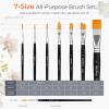 image:imageNicpro 7pcs Face Paint Brush Set Aesthetic Pastel Artist Paintbrushes for Body Face Painting Acrylic Watercolor Oil Gouache Professional Paint Brushes for Halloween Cosplay Party Makeup KitBlack