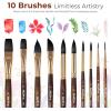 image:imageNicpro Professional Watercolor Brushes Set 10PCS Synthetic Squirrel Hair Paint Brushes  Pointed Round Flat Dagger Cats Tongue for Watercolor Gouache Ink Painting  for Artists amp Beginners