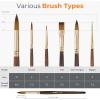 image:imageNicpro Travel Watercolor Brushes Set 6Pcs Kolinsky Sable Performance Paint Brush for Professional Artist amp Beginners with Round Rigger Cats Tongue Oval Wash for Water Color Ink Gouache Painting6 PCS