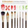 image:imageNicpro Travel Watercolor Brushes Set 6Pcs Kolinsky Sable Performance Paint Brush for Professional Artist amp Beginners with Round Rigger Cats Tongue Oval Wash for Water Color Ink Gouache Painting8 PCS