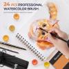 image:imageNicpro Watercolor Brushes Professional 24pcs Soft Synthetic Squirrel Hair Watercolor Paint Brush Set with Cloth Roll Round Flat Filbert Dagger Cat Tongue for Water Color Gouache Inks Painting