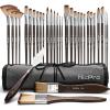 image:imageNicpro 32pcs Paint Brush Set Professional Paintbrushes with Paint Spatula and Cloth Roll Case Craft Paint Brushes for Acrylic Painting Oil Watercolor Gouache Art Supplies for Artists BeginnersBrown