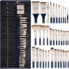 image:imageNicpro 36 PCS Paint Brush Set 9 Brush Types Professional Acrylic Paint Brushes with Cloth Roll and Gift Box Suitable for Acrylic Painting Oil Watercolor Gouache Art Supplies for Artist BeginnerBlue