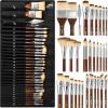 image:imageNicpro 36 PCS Paint Brush Set 9 Brush Types Professional Acrylic Paint Brushes with Cloth Roll and Gift Box Suitable for Acrylic Painting Oil Watercolor Gouache Art Supplies for Artist BeginnerWood
