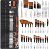 image:imageNicpro 40 PCS Paint Brush Set Professional Acrylic Paint Brushes with Palette Knife and Canvas Roll Suitable for Acrylic Painting Oil Watercolor Gouache Art Supplies Painter Gifts for ArtistWhite