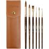 image:imageNicpro Travel Watercolor Brushes Set 6Pcs Kolinsky Sable Performance Paint Brush for Professional Artist amp Beginners with Round Rigger Cats Tongue Oval Wash for Water Color Ink Gouache Painting6 PCS