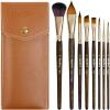 image:imageNicpro Travel Watercolor Brushes Set 6Pcs Kolinsky Sable Performance Paint Brush for Professional Artist amp Beginners with Round Rigger Cats Tongue Oval Wash for Water Color Ink Gouache Painting8 PCS