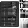 image:imageNicpro Watercolor Brushes Professional 24pcs Soft Synthetic Squirrel Hair Watercolor Paint Brush Set with Cloth Roll Round Flat Filbert Dagger Cat Tongue for Water Color Gouache Inks Painting