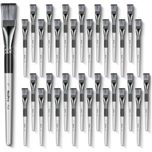 image:imageNicpro 32pcs 1 Inch Flat Paint Brushes for Acrylic Painting Large Paint Brushes Bulk for Acrylic Watercolor Oil Artist Paint Brush Set for Canvas Painting Base Coating Crafts Face Group Use1 Inch x 32 pieces