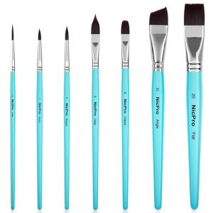 image:imageNicpro 7pcs Face Paint Brush Set Aesthetic Pastel Artist Paintbrushes for Body Face Painting Acrylic Watercolor Oil Gouache Professional Paint Brushes for Halloween Cosplay Party Makeup KitBlue