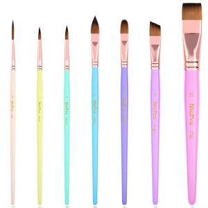image:imageNicpro 7pcs Face Paint Brush Set Aesthetic Pastel Artist Paintbrushes for Body Face Painting Acrylic Watercolor Oil Gouache Professional Paint Brushes for Halloween Cosplay Party Makeup KitPastel