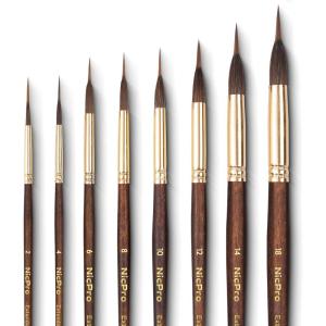 image:imageNicpro 8 PCS Professional Watercolor Brushes Extended Needle Point Brush Set Sable Watercolor Brushes with Synthetic Extra Long Tip for Fine Detailing  Watercolor Acrylic Gouache Inks Painting8 PCS
