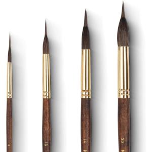 image:imageNicpro 8 PCS Professional Watercolor Brushes Extended Needle Point Brush Set Sable Watercolor Brushes with Synthetic Extra Long Tip for Fine Detailing  Watercolor Acrylic Gouache Inks Painting4 PCS