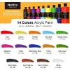 image:imageNicpro 12 Colors Large Bulk Acrylic Paint Set 845 oz250 ml Rich Art Painting Supplies Non Toxic for Multi Surface Rock Canvas Wood Ceramic Leather Fabric Craft for Adult with Color Wheel14 Colors