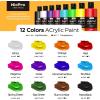 image:imageNicpro 12 Colors Large Bulk Acrylic Paint Set 845 oz250 ml Rich Art Painting Supplies Non Toxic for Multi Surface Rock Canvas Wood Ceramic Leather Fabric Craft for Adult with Color Wheel12 Colors