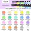 image:imageNicpro 20 Colors Pastel Acrylic Paint Set 845 oz 250 ml Large Bulk Pastel Acrylic Paint Non Toxic Art Painting Supplies for Canvas Rock Wood Fabric Ceramic Craft with Knife Color Wheel