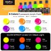image:imageNicpro 6 Colors Fluorescent Acrylic Paint Set 845 oz Glow in the Black Light NonToxic amp Vibrant Neon Paint for Neon Party Decoration DIY Project on MultiSurface Canvas Rock Wood Craft845 Fl Oz Pack of 6