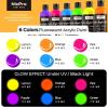 image:imageNicpro 6 Colors Fluorescent Acrylic Paint Set 845 oz Glow in the Black Light NonToxic amp Vibrant Neon Paint for Neon Party Decoration DIY Project on MultiSurface Canvas Rock Wood Craft4 Fl Oz Pack of 6