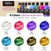 image:imageNicpro 8 Colors Iridescent Acrylic Paint 845oz  250ml Large Bulk Metallic Acrylic PaintColor Shifting amp NonToxic Art Painting Supplies For Canvas Fabric Rock Wood with Color Wheel8 Colors
