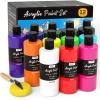 image:imageNicpro 12 Colors Large Bulk Acrylic Paint Set 845 oz250 ml Rich Art Painting Supplies Non Toxic for Multi Surface Rock Canvas Wood Ceramic Leather Fabric Craft for Adult with Color Wheel12 Colors