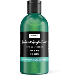 image:imageNicpro 8 Colors Iridescent Acrylic Paint 845oz  250ml Large Bulk Metallic Acrylic PaintColor Shifting amp NonToxic Art Painting Supplies For Canvas Fabric Rock Wood with Color WheelPhthalo Green