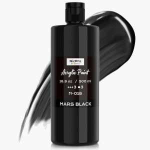 image:imageNicpro White Large Acrylic Paint 169 oz 500 ml Rich Pigments Non Toxic Craft Paint for Multi Surface Canvas Wood Leather Ceramic Fabric Stone  Art Painting Supplies for Beginners Artists amp AdultsBlack