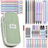 image:imageNicpro 39 PCS Aesthetic School Supplies with Cute Pink Pencil Case 12 Pastel Highlighters 5 Quick Dry Black Ink Pens 6 Mechanical Pencil 05 amp 07 mm for Girls Student Stationary College EssentialsGreen