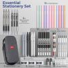 image:imageNicpro 39 PCS Aesthetic School Supplies with Cute Pink Pencil Case 12 Pastel Highlighters 5 Quick Dry Black Ink Pens 6 Mechanical Pencil 05 amp 07 mm for Girls Student Stationary College EssentialsBlack