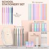image:imageNicpro 39 PCS Aesthetic School Supplies with Cute Pink Pencil Case 12 Pastel Highlighters 5 Quick Dry Black Ink Pens 6 Mechanical Pencil 05 amp 07 mm for Girls Student Stationary College EssentialsCream