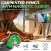 image:imageNicpro 7in1 CP5000 Magnetic Carpenter Pencils with Sharpener 28mm Construction Mechanical Pencil10 Refill Deep Hole Marker for Construction Woodworking Pencil Carpenter Tools for MarkingGreen