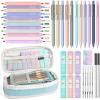 image:imageNicpro 39 PCS Aesthetic School Supplies with Cute Pink Pencil Case 12 Pastel Highlighters 5 Quick Dry Black Ink Pens 6 Mechanical Pencil 05 amp 07 mm for Girls Student Stationary College EssentialsBlue