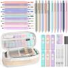 image:imageNicpro 39 PCS Aesthetic School Supplies with Cute Pink Pencil Case 12 Pastel Highlighters 5 Quick Dry Black Ink Pens 6 Mechanical Pencil 05 amp 07 mm for Girls Student Stationary College EssentialsCream