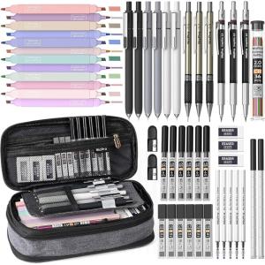 image:imageNicpro 39 PCS Aesthetic School Supplies with Cute Pink Pencil Case 12 Pastel Highlighters 5 Quick Dry Black Ink Pens 6 Mechanical Pencil 05 amp 07 mm for Girls Student Stationary College EssentialsBlack
