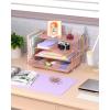 image:imageNicpro Rose Gold Desk Organizers and Accessories For Women 4Tier Paper Letter Tray Organizer with Drawer  File Holder  Pen Holder  72 Clips Set Workspace Accessories for Office Supplies