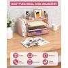 image:imageNicpro Rose Gold Desk Organizers and Accessories For Women 4Tier Paper Letter Tray Organizer with Drawer  File Holder  Pen Holder  72 Clips Set Workspace Accessories for Office Supplies