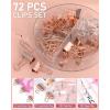 image:imageNicpro Rose Gold Desk Organizers and Accessories For Women 4Tier Paper Letter Tray Organizer with Drawer  File Holder  Pen Holder  72 Clips Set Workspace Accessories for Office Supplies