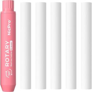 image:imageNicpro 6 Pack Rotary Retractable Erasers Soft TPE Rubber Twist Large Pencil Erasers in Cute Macaron Colors CleanErasing Eraser for Kids amp Students School Office Supplies Stationary SetPink