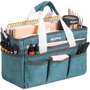 image:imageNicpro Craft Organizer Art Bag Tote Bag For Art Supply Storage Portable Supply Organizers Caddy with Multiple Pockets Craft Bag for Drawing Scrapbooking Journal Sewing School Office SuppliesSmall