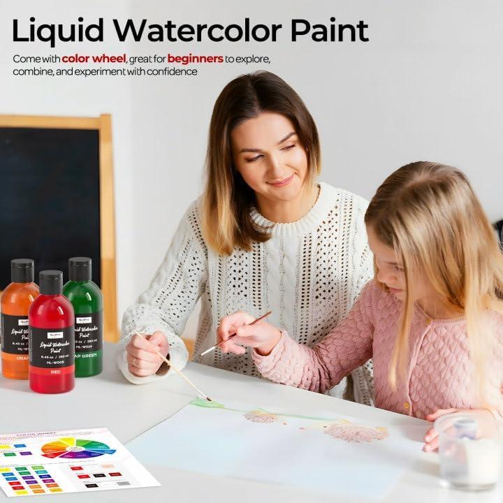 image:imageNicpro 6 Colors Liquid Watercolor Paint Set 4oz Liquid Watercolor Paint Vibrant Colors amp NonToxic Water Colors Painting Supplies for Art Activity Craft DIY Poster School Home Classroom Party12 Colors