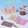image:imageNicpro Aesthetic Miniature Painting Kit Stay Wet Palette amp 16PCS Detail Paint Brushes Drybrush with Bag Pallet Paper Sponges Mixing Paints Saver Palette for Acrylic Paint by Numbers Cute FiguresPink