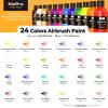 image:imageNicpro 24 Colors Airbrush Paint with 1 Thinner amp Black Gray White Surface Primer Airbrush Paint