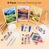 image:imageNicpro 8 Pack 810 Inch Canvas Boards Kits for Painting Art Canvas Set with 16 Brushes 8 Paint Trays 8  12 Acrylic Paint Mini Drawing Easel Set Sip and Paint Kit for Adults Party