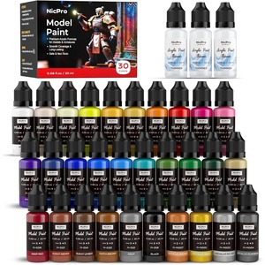 image:imageNicpro 36 Colors Model Paint Set 20ml Ready to Use Modeling Acrylic Paints Brush amp Airbrush Compatible Miniature Paint Set for Beginner amp Professional on Model Scale Figure Crafts with 4 Thinner30 Colors with 3 Thinner