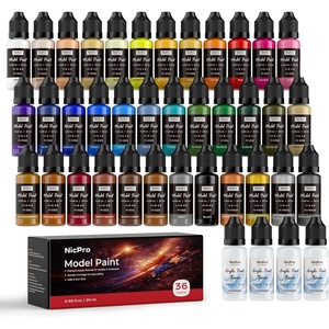 image:imageNicpro 36 Colors Model Paint Set 20ml Ready to Use Modeling Acrylic Paints Brush amp Airbrush Compatible Miniature Paint Set for Beginner amp Professional on Model Scale Figure Crafts with 4 Thinner36 Colors with 4 Thinner