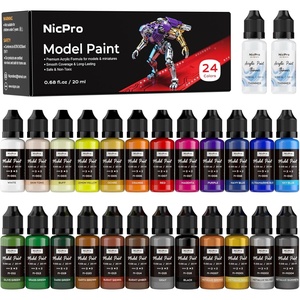 image:imageNicpro 36 Colors Model Paint Set 20ml Ready to Use Modeling Acrylic Paints Brush amp Airbrush Compatible Miniature Paint Set for Beginner amp Professional on Model Scale Figure Crafts with 4 Thinner24 Colors with 2 Thinner