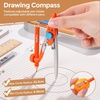 image:imageNicpro 17 PCS Compass Geometry Set for Students Drafting Tools Math Protractor Compass with Rulers Mechanical Pencil Square Set Box of Protractors Kit for Class Supplies Back to School SuppliesOrange