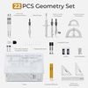 image:imageNicpro 17 PCS Compass Geometry Set for Students Drafting Tools Math Protractor Compass with Rulers Mechanical Pencil Square Set Box of Protractors Kit for Class Supplies Back to School SuppliesGrey