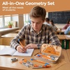 image:imageNicpro 17 PCS Compass Geometry Set for Students Drafting Tools Math Protractor Compass with Rulers Mechanical Pencil Square Set Box of Protractors Kit for Class Supplies Back to School SuppliesOrange